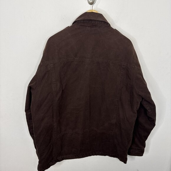 Eddie Bauer Men XL Tall Brown Canvas Barn Coat Jacket Insulated Primaloft - Picture 4 of 10